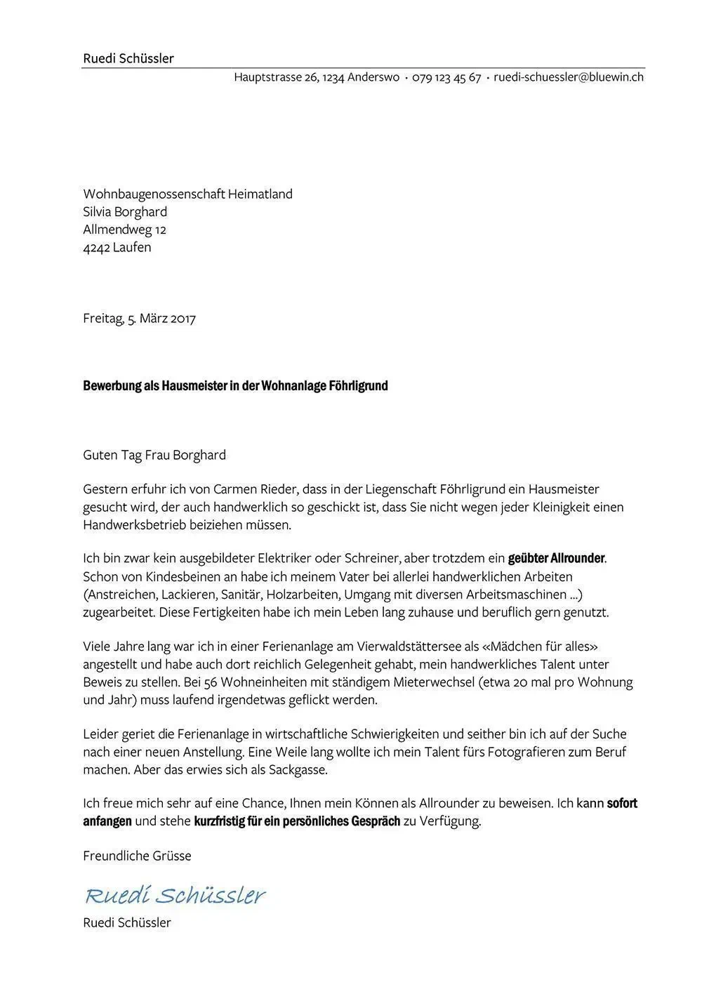 Brief zweite Version