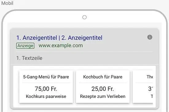 Illustration: Mobile Ansicht Preiserweiterung